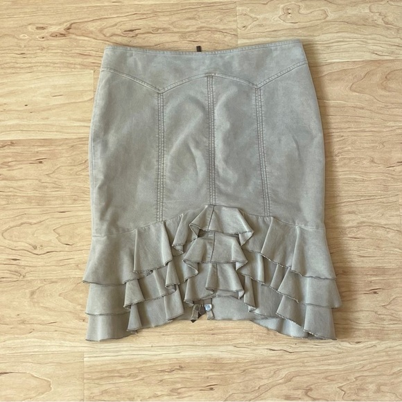 |Roberta Scarpa| Vintage Suede Ruffled Tiered Skirt Woman’s Size 8 - Picture 9 of 10